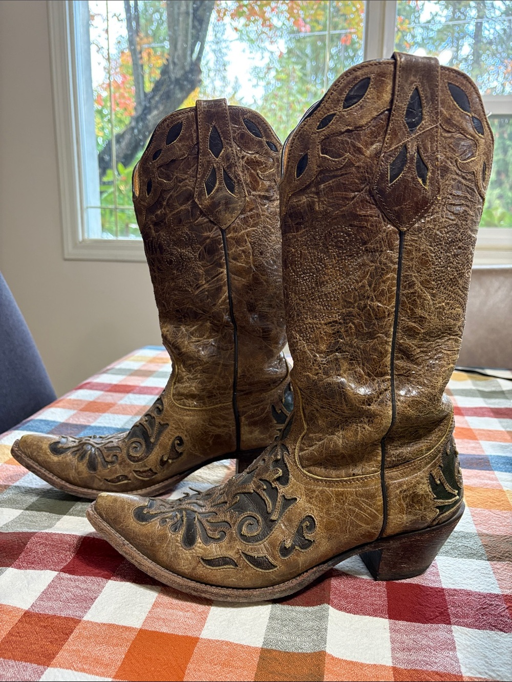 Johnny Ringo Brown Leather Embroidered Women’s Cowboy Boots